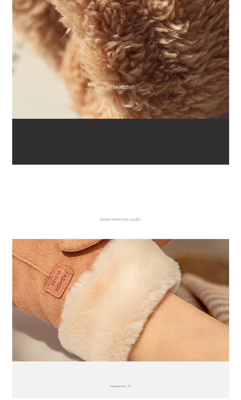 New Fashion Gloves Autumn Winter Cute Furry Warm Mitts Full Finger Mittens Women Outdoor Sport Female Gloves Screen