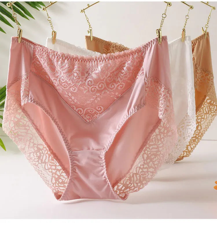 Plus Size Women Panties Sexy Lace Comfortable High Waist Milk Silk Panties for Women Underwear Ladies Briefs of Large Size XXXL