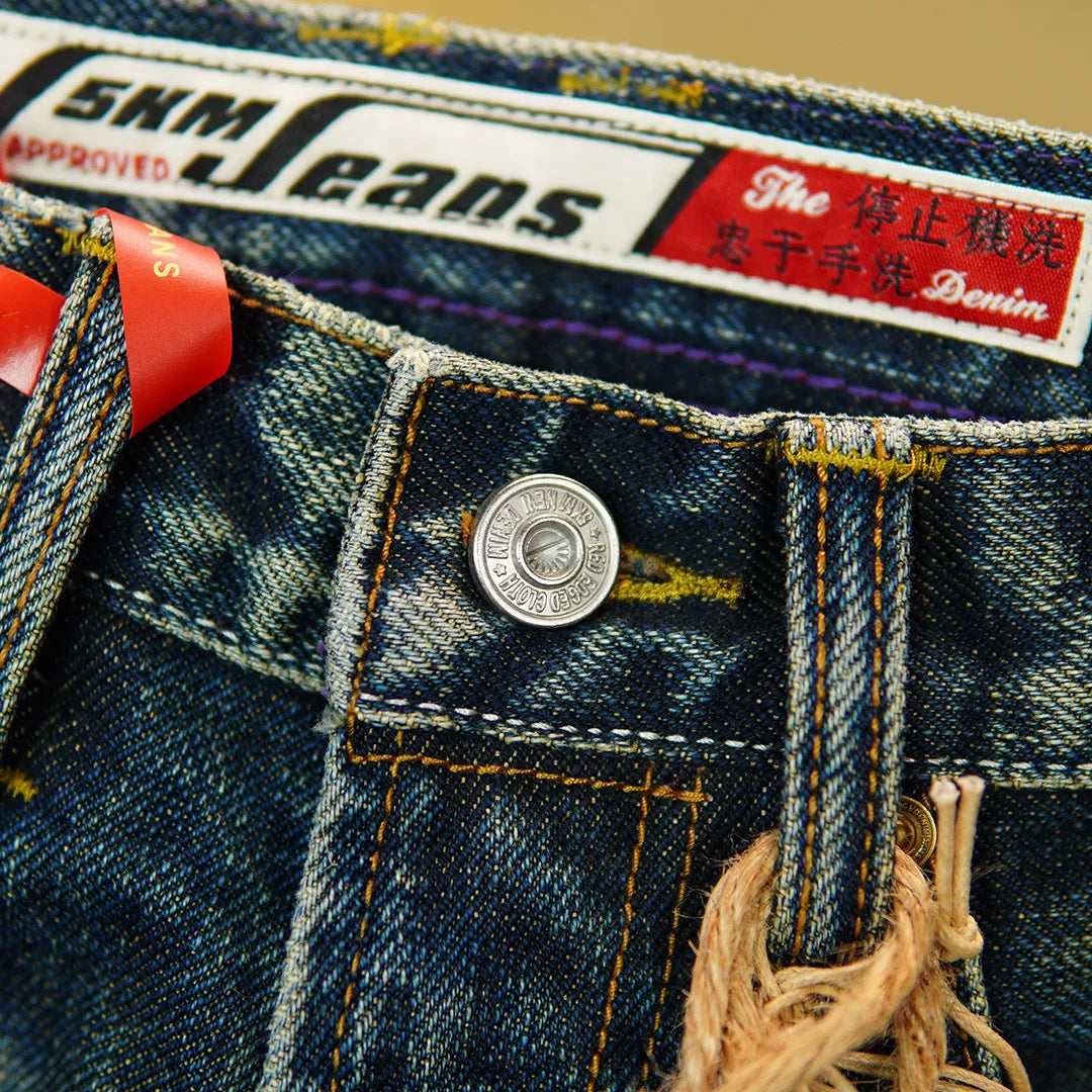 Heavyweight 25oz Red Selvedge Denim Jeans for Men American Vintage Casual 100% Pure Cotton Regular Straight Trousers 5KM Winter