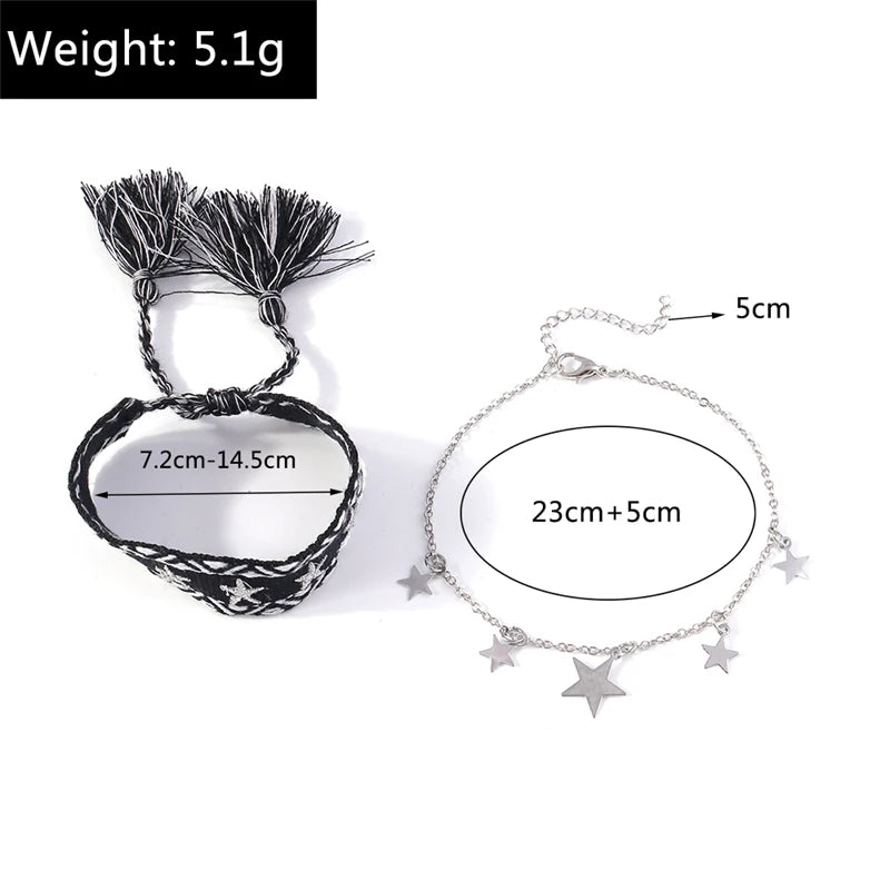 Bohemian Handmade Beads Anklets Embroidery Braided Ankle Bracelets Summer Beach On Leg Foot Chain Female Girls Jewelry Gifts