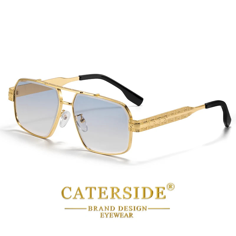 CATERSIDE Men's Luxury Sunglasses High-Quality Metal Frame Sun Glasses Fashion Women's Outdoor Travel Decoration Glasses Uv400