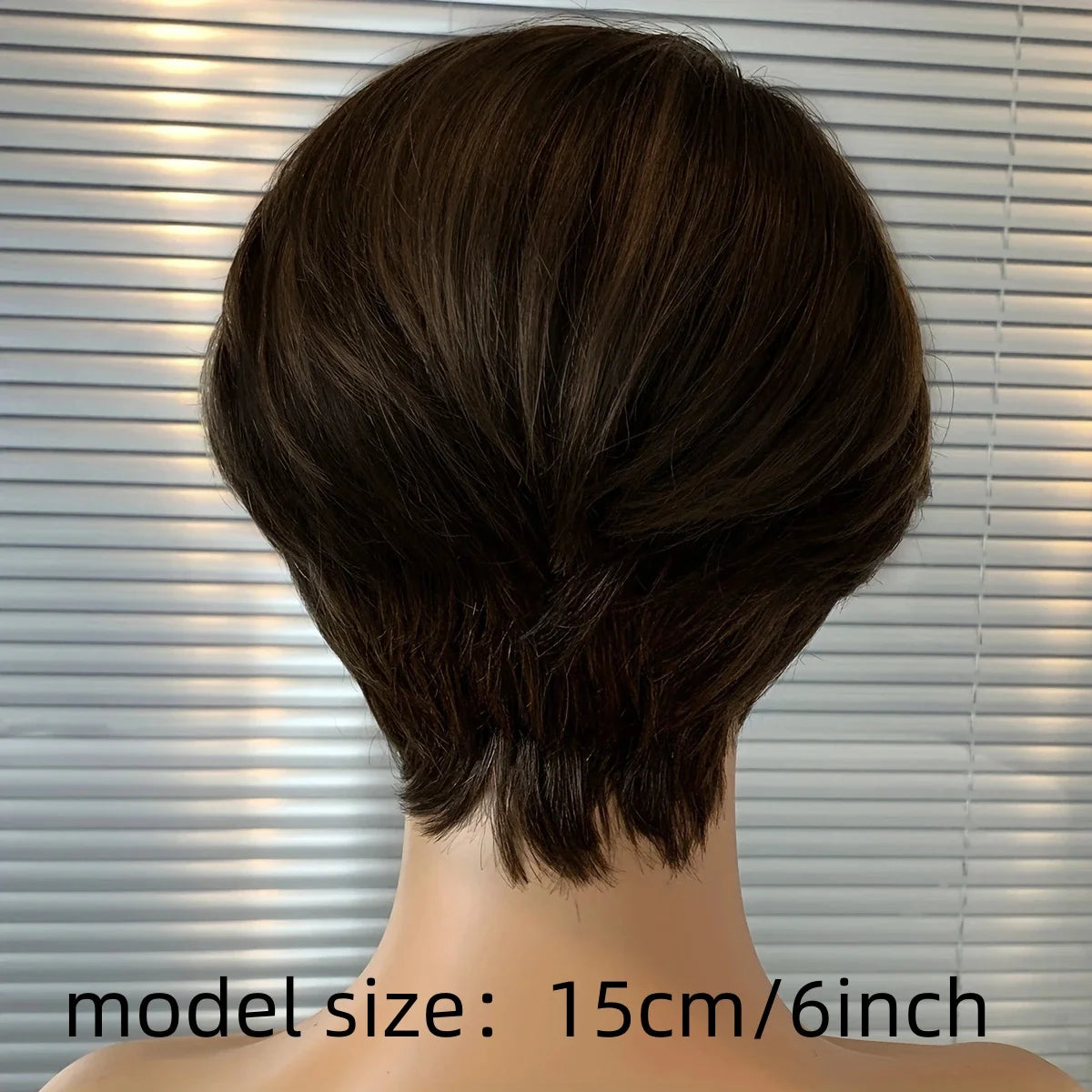 Pixie Cut Wig with Bangs 100% Brazilian Remy Human Hair Natural Black Short Bob Style Full Machine - Made wig