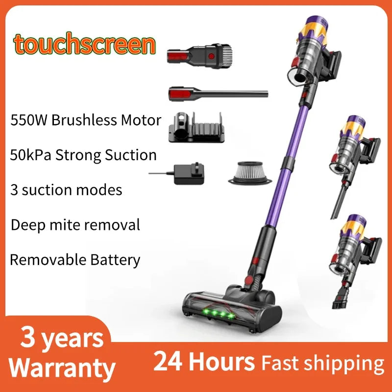 IDEACH V18 550W 50kPa Handheld Wireless Vacuum Cleaner with Touch Display Detachable Battery 40mins Electric Broom for Home,Car