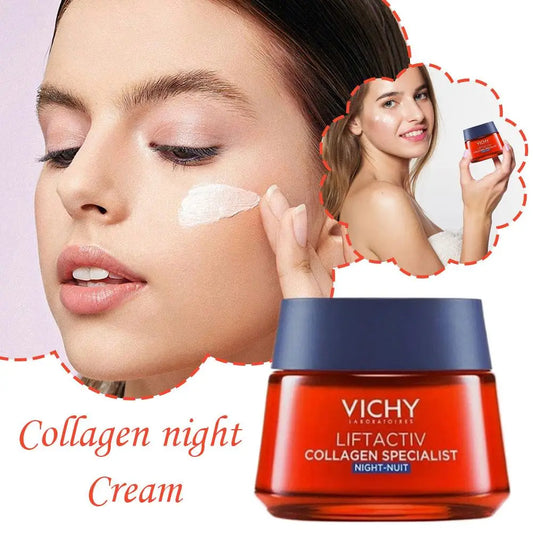 Vichy Liftactiv Collagen Specialist Night Cream Anti-Ageing Firming Moisturizing And Anti-Dryness For All Skin Types