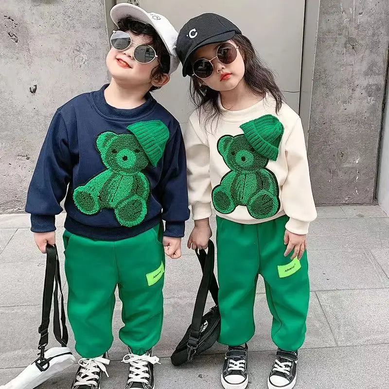 2 3 4 5 6 7 8 9 Y Children's Autumn Set 2023 New Fashion Korean Edition Boys and Girls' Long Sleeve Sweater Pants Two Piece Set