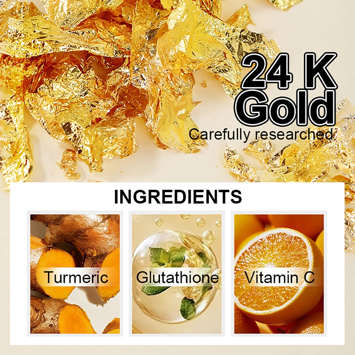 AILKE 24K Glod Flawlessly Skin Care Set, Whitening, Reduce Dark Spots, Pigmentation, Wrinkles, Moisturize, For All Skin Types