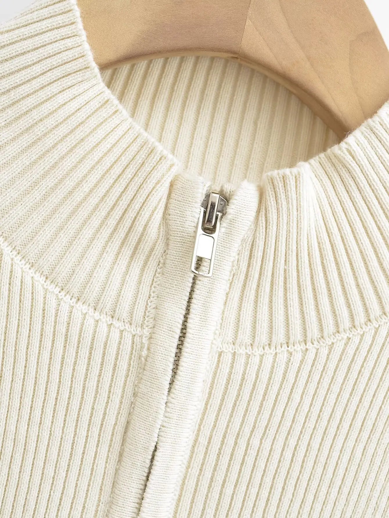 Slim Fit American Style Knitted Cardigan Women's Double Zipper Open Front Pure Desire Autumn Fashion Outerwear BM Style