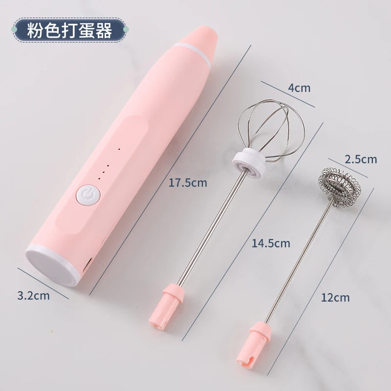 Electric egg beater, milk frother, 3-speed USB charging handheld cream mixer, cream stick, kitchen tool, food mixer