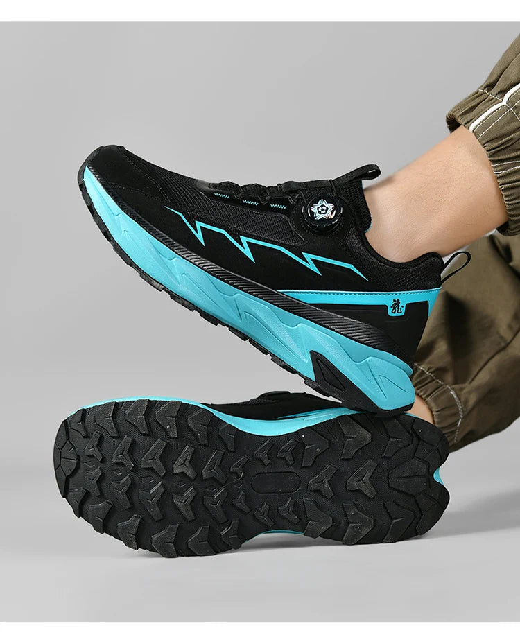 Spring Summer Large Rotating Buckle Mesh Breathable Sneakers Men's Running Shoes Fashion Casual Shoes 39-48