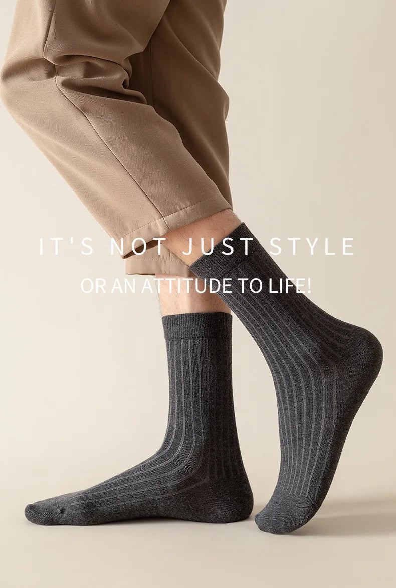 Men Cotton Socks High Quality Solid Color Business Crew Spring Autumn Knitting Mib Tube Ankle Long Breathable Casual Soft Socks