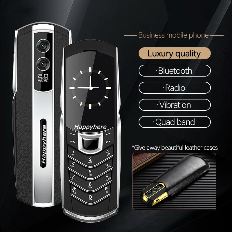 New Unlock V8 Bar Luxury Metal Handmade Phone Quad band Dual Sim Leather case Bluetooth FM Radio Push-button mobile phone