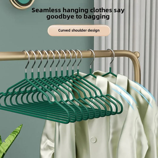 10pcs Non-Slip Coated Metal Suit Coat Hangers Heavy Duty Clothes Hangers Metal Shirt Jacket Hanger with Round Notches for Dress