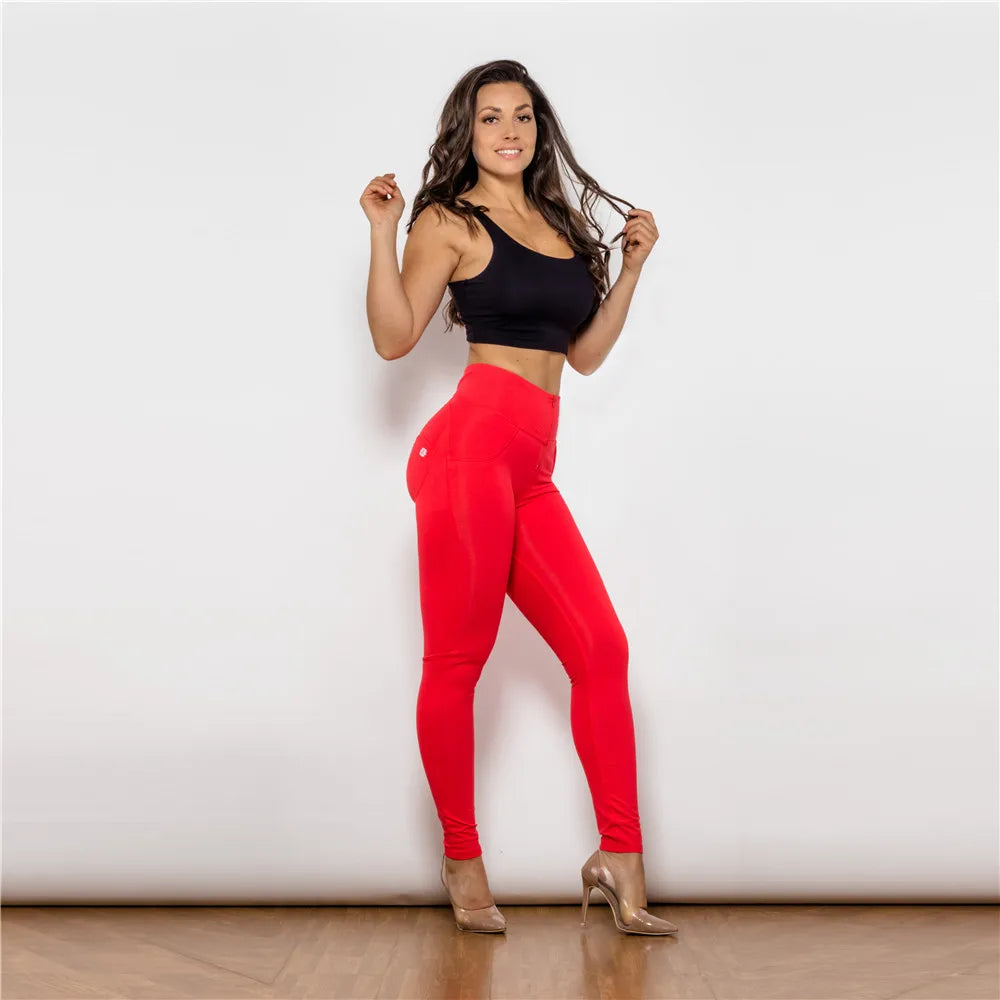 Shascullfites Red Fashion Pants Comfy Skin-fit Leggings High Rise Pencil Pants for Women Slim Hips Trendy Skinny Pants
