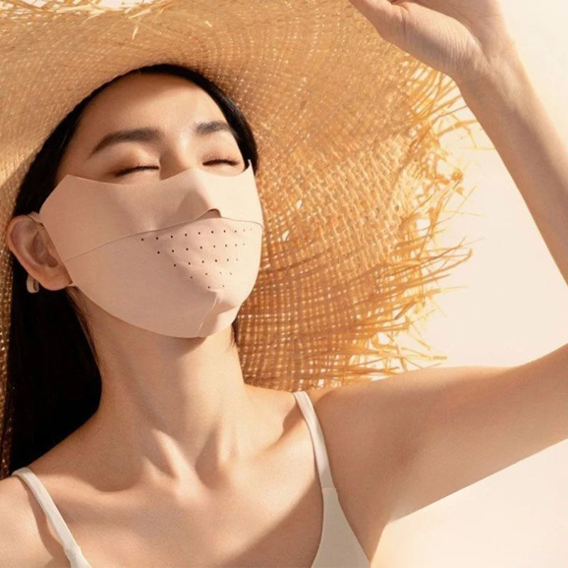 Summer Ice Silk Face Mask UV Sun Protection Respirator Men Women Adjustable Breathable Mask for Outdoor Running Cycling Sports
