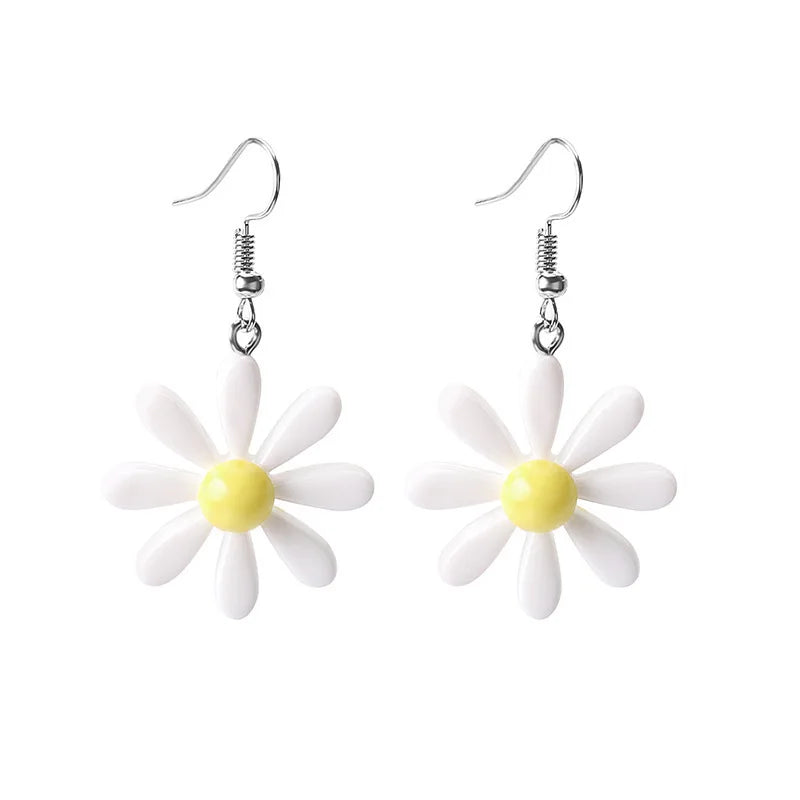 Big Resin White Daisy Dangle Earring for Women New Simple  Bellis Perennis Sunflower Daily Ear Jewelry Wholesale Christmas Gift