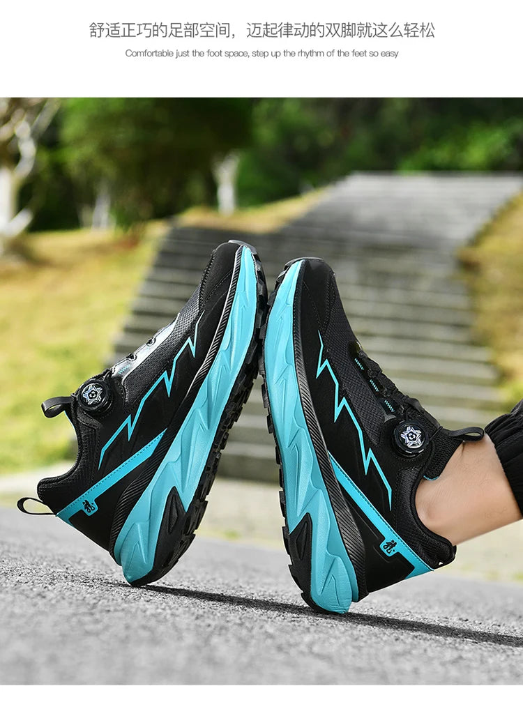 Spring Summer Large Rotating Buckle Mesh Breathable Sneakers Men's Running Shoes Fashion Casual Shoes 39-48