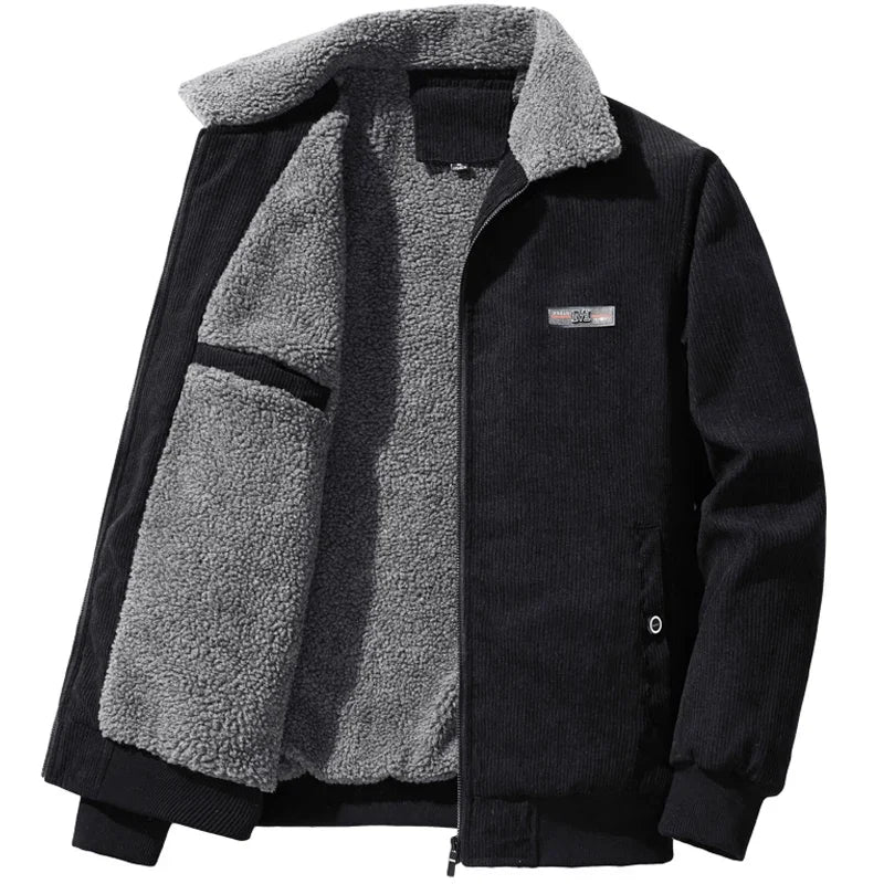 Jacket Mens autumn Winter New mens jacket collar Solid color Corduroy Jackets men business casual coat Men's coats M-4XL 5XL2202