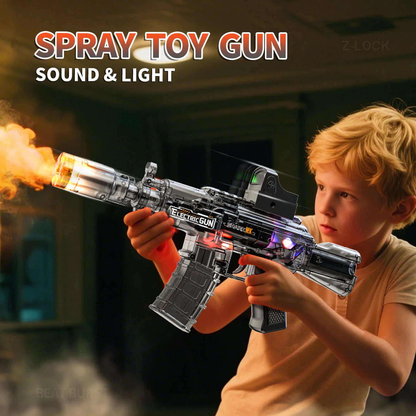 2025 Kids Hot Selling Electric Spray & Water Gun Simulates Sound Light Gun Toys Outdoor Activities Spray Vibration Gun Toys