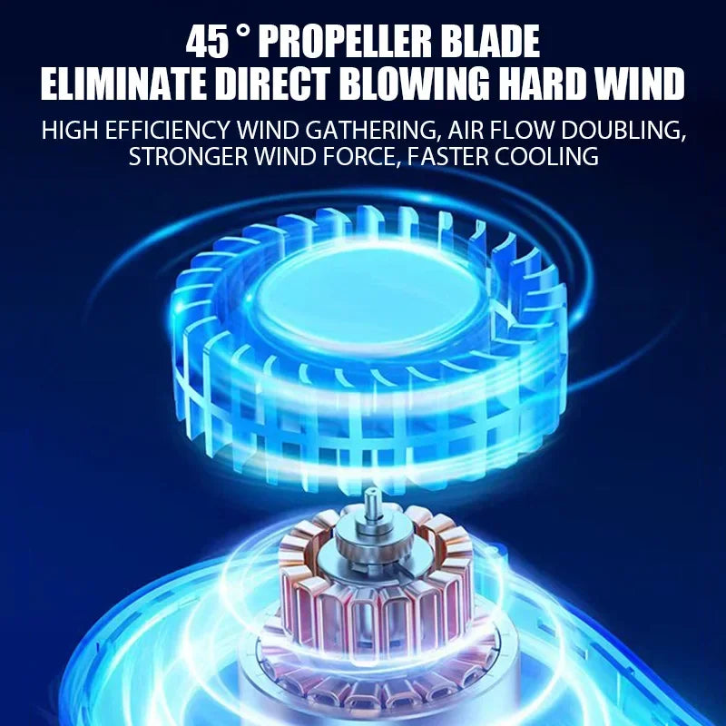 Hanging Neck Fan Digital Display Power Bladeless Neckband Fan Portable Mini Air Cooler USB Rechargeable Electric Fans