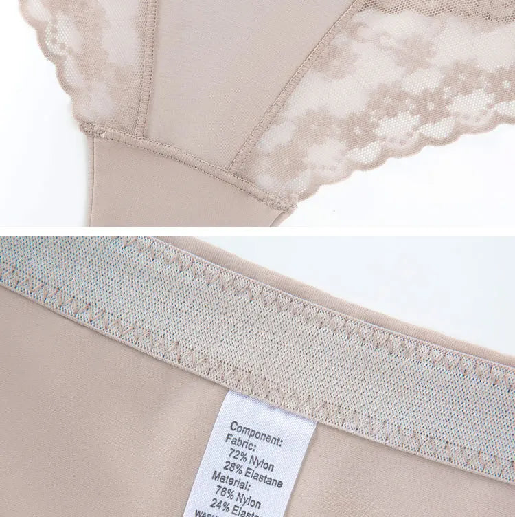 High Waist Tummy Control Women Seamless Panties Sexy Flroal Lace Splicing Thongs Tight Elastic Breathable Soft Lingerie
