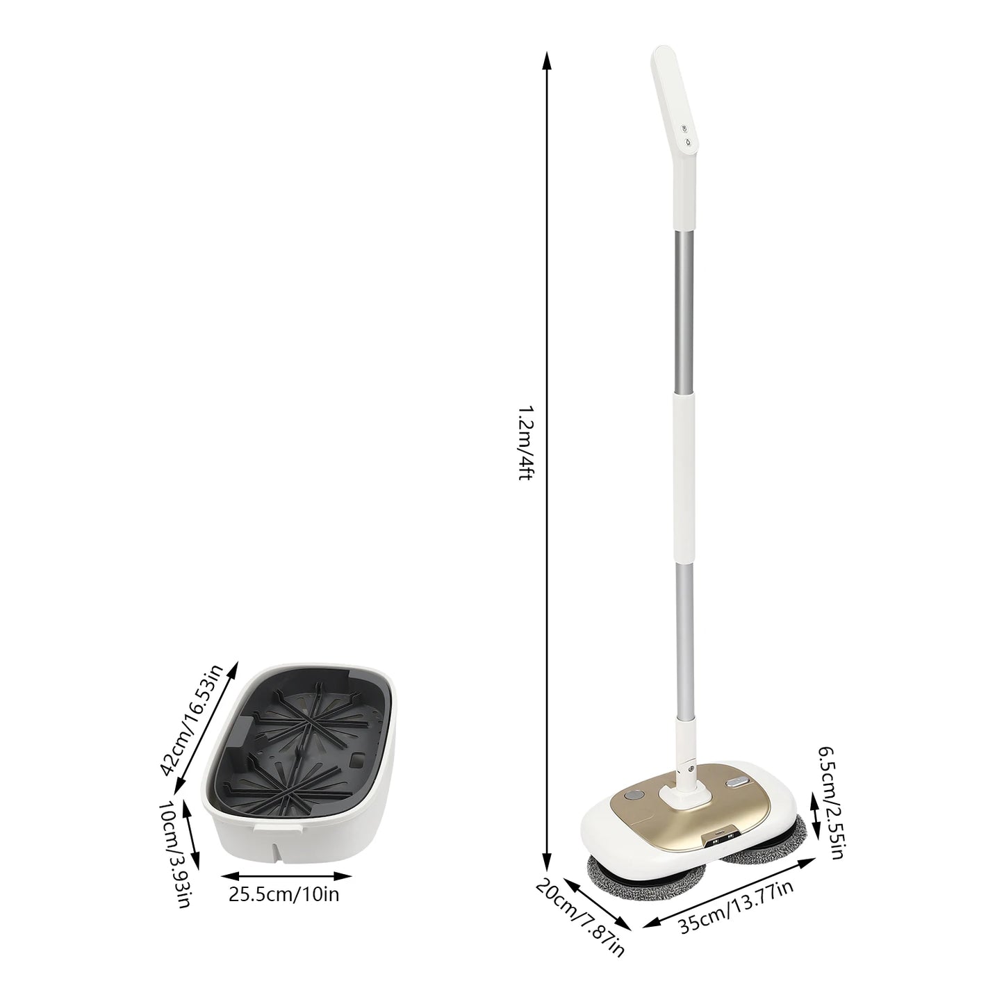 Cordless Electric Spin Mop and Bucket Set Mops Floor Cleaning Tools 150RPM Spin Mop with 400ML Water Tank for Door Windows Floor