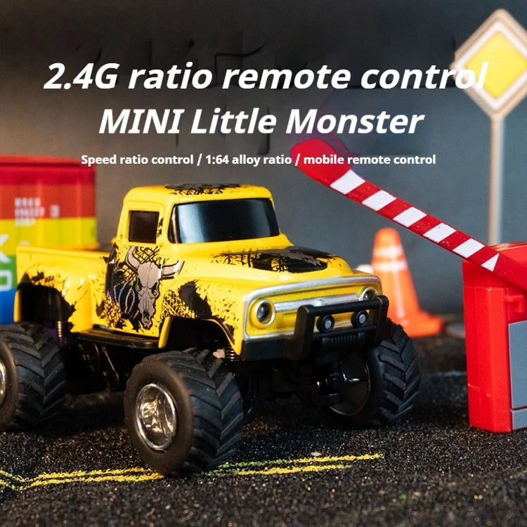 Little Monster 1/64 Rc Car Mini 2.4Ghz Remote Control Cars with Cool Spray Painting Pattern Rc Off-road Vehicle Boy’s Toys Gifts