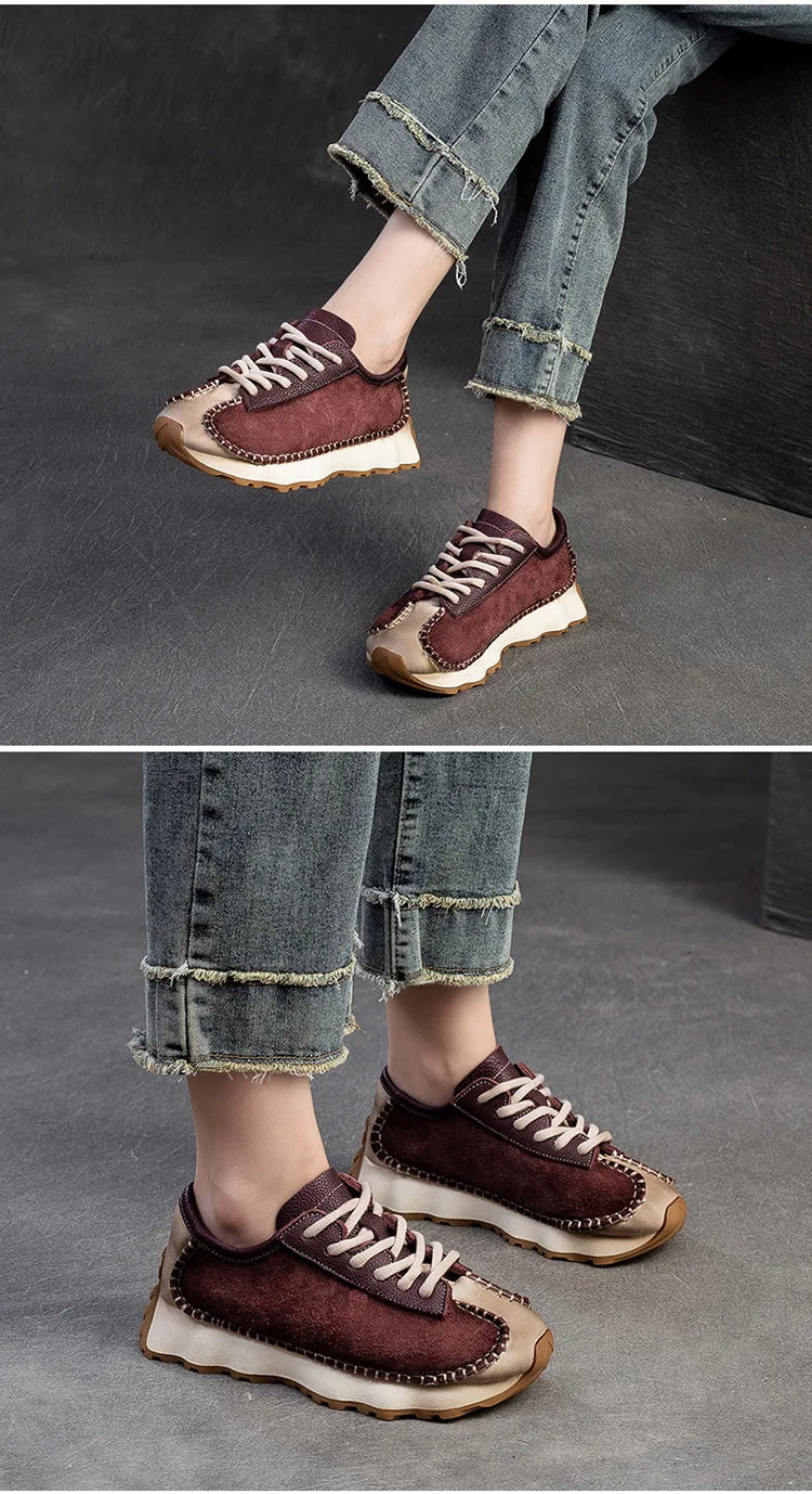 Koznoy 3cm Suede Cow Genuine Leather Mixed Color Preppy Girl Vulcanize Platform Wedge Summer Ladies Spring Autumn Comfy Fashion