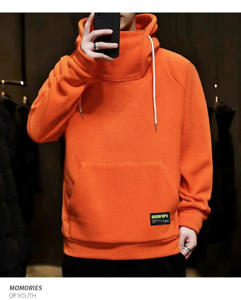 2026 Men's Thick Polar Fleece Sweatshirt Paired Couple Y2k Streetwear Autumn Winter Hood Sports Black Windproof Oversized Hoodie