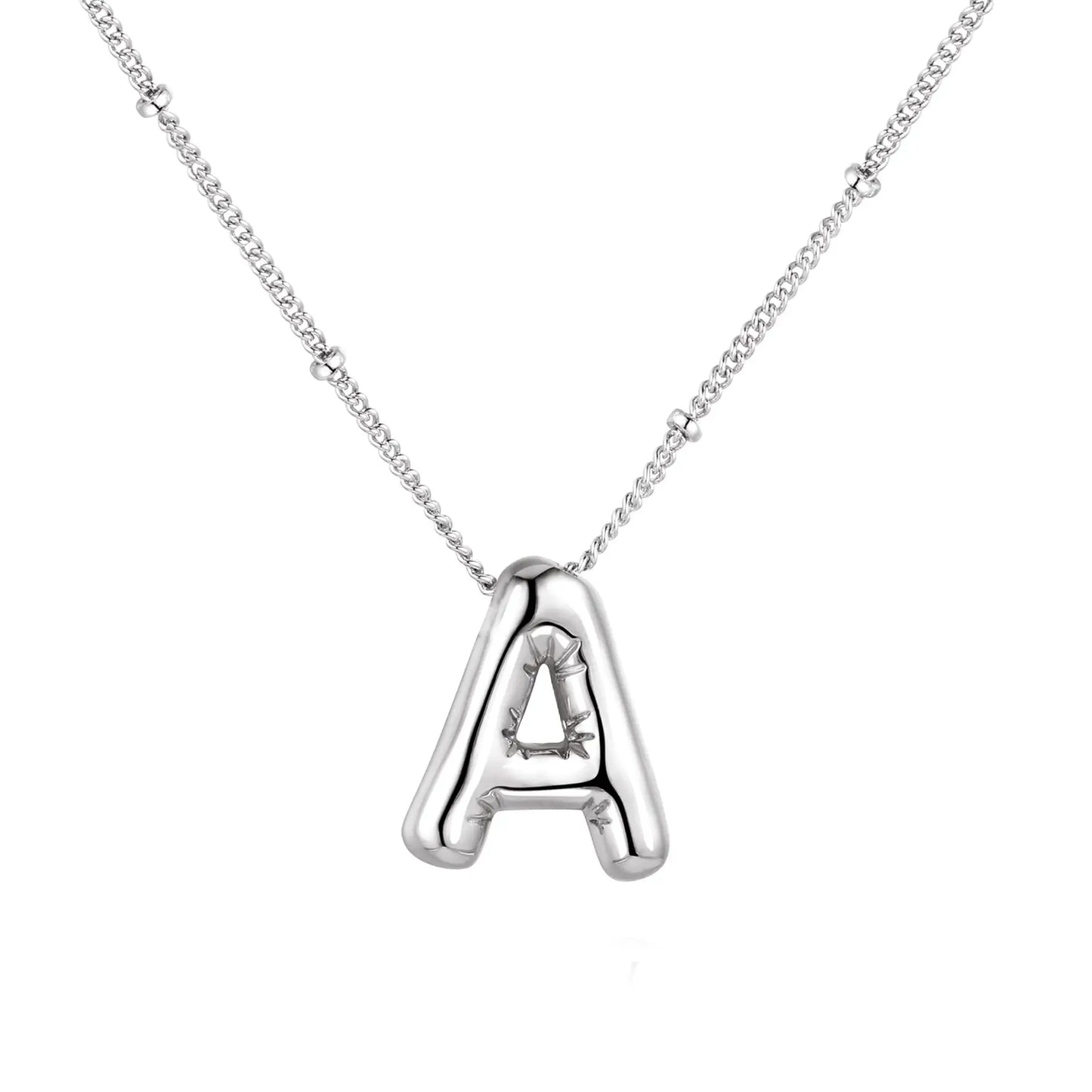 LATS Gold Plated Metal Chunky Alphabet Balloon Bubble Initial Letter Pendant Necklace for Women Men Boy Fashion Jewelry