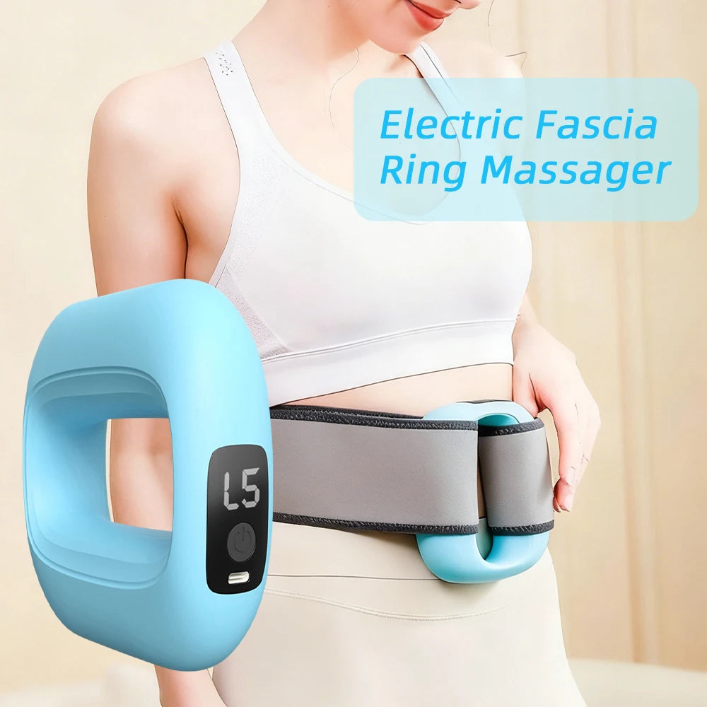 Electric Body Vibration Fascia Ring Fitness Massage Ring Body Shaping Massager Abdomen Belly Waist Deep Tissue Massage Device