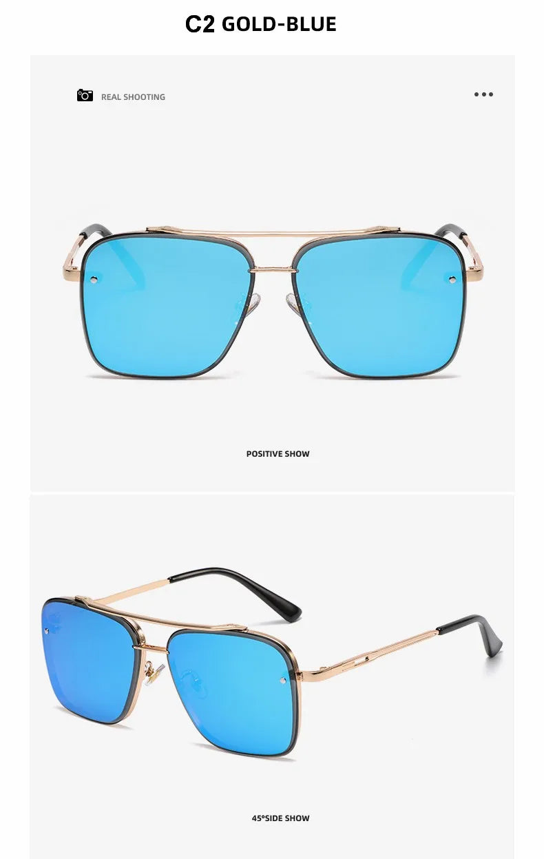 Square Sunglasses Men Metail Frame Glasses Resin Lens Male Sun Glasses Driving Travel Outdoor Eyewears Oculos De Sol UV400