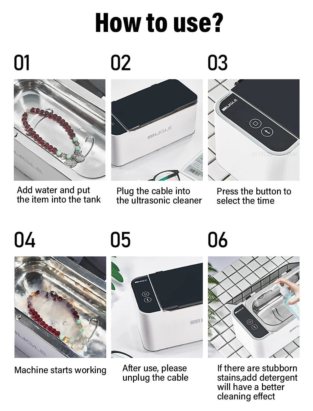 Ultrasonic Cleaner 35W Ultrasound Glasses Cleaning Machine 46KHZ High Frequency Portable Ultrasonic Washing Bath for Jewelry