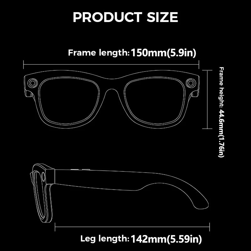AI Smart Translation Smart Glasses 8 Million HD Camera Optical Image Stabilization Dual Microphone Noise Reduction Smart Glasses