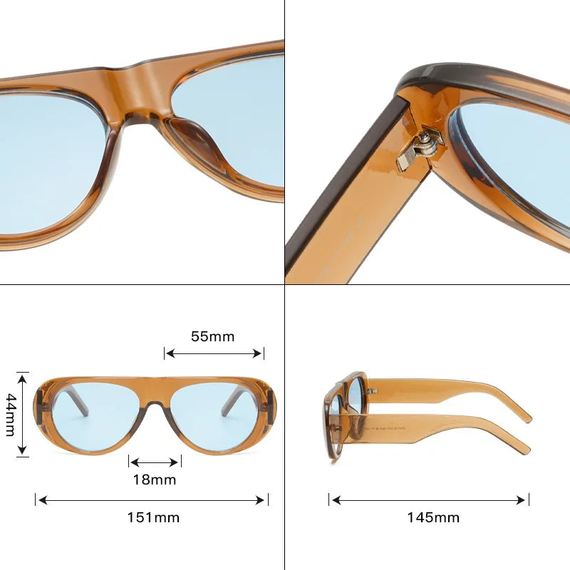 New Oval Sunglasses Women Men Stylish Brand Designer Geometric Sun Glasses Female Male Plastic Big Frame Outdoor Eyewear