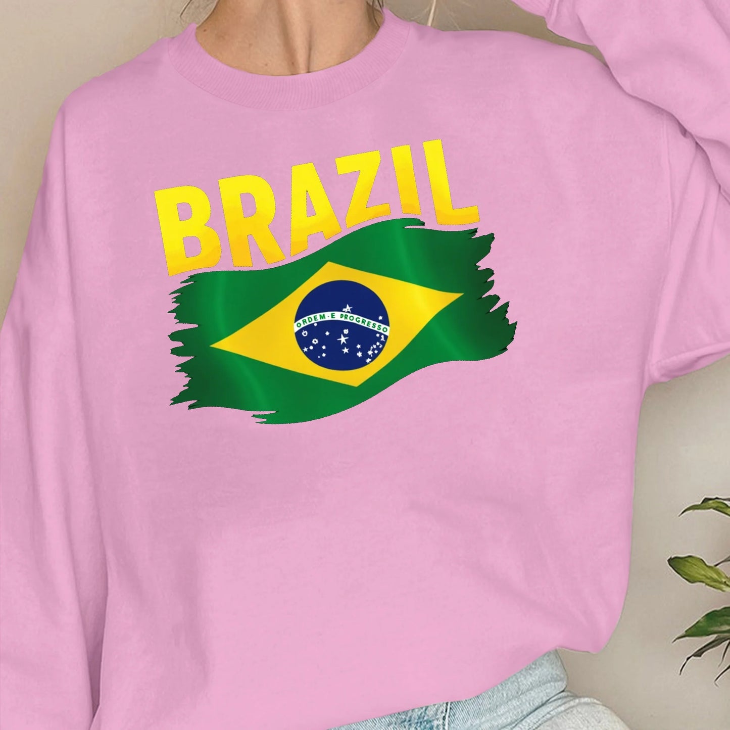 BRAZIL flag illustration  women's sweatshirts