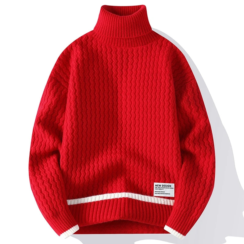 2024 Autumn Men's wool pullovers Men's Solid color high collar Sweater  mens thicken Warm Men Knitted Sweater full size M-4XL