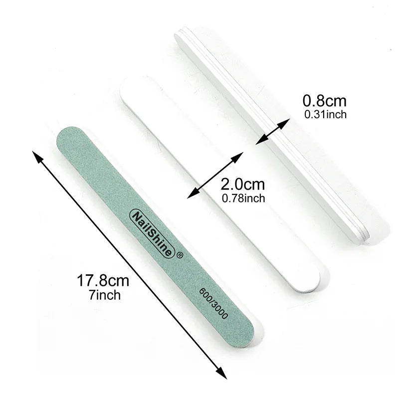 Nail File 600/3000 Grit Wooden Nail File, Professional Washable Doubled Sides Nail File Kit for Natural Acrylic Nails Coarse