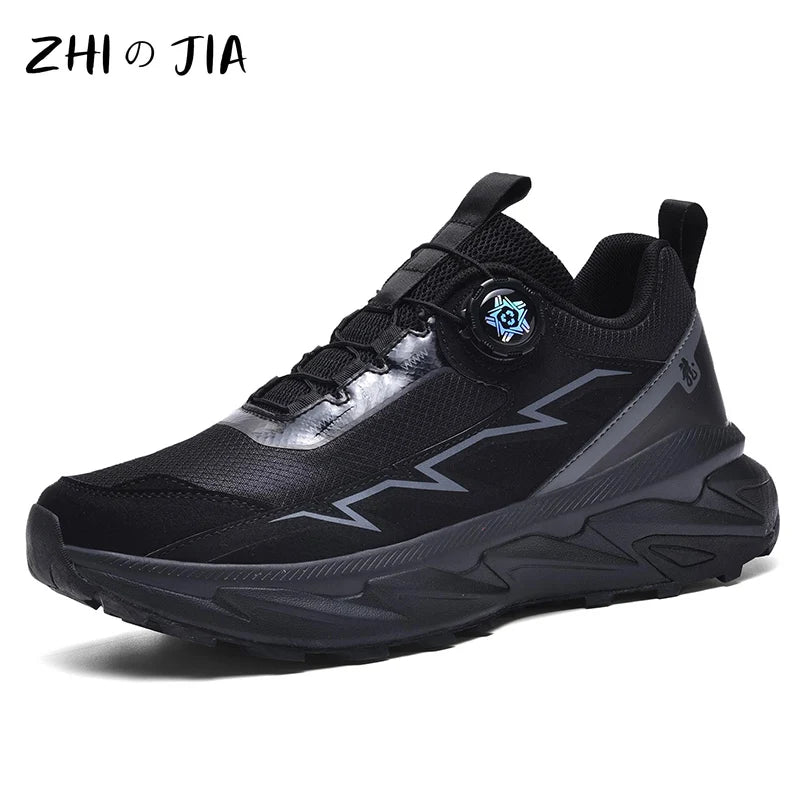 Spring Summer Large Rotating Buckle Mesh Breathable Sneakers Men's Running Shoes Fashion Casual Shoes 39-48