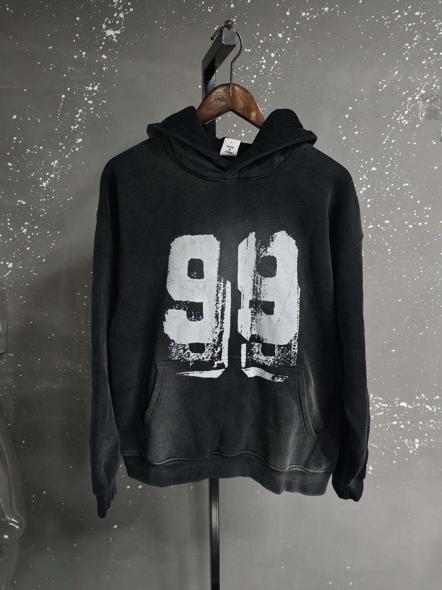 PFNW 2025 Spring High Street Vintage Washed Digital Padded Hooded Sweatshirt Men's American Loose Oversized Pullover Top 28W5695