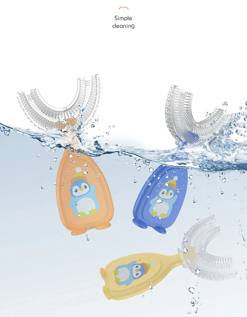 360 Degree U-Shaped Kids Toothbrush Soft Silicone Bristles Waterproof Oral Care Teeth Whitening Children's Health Brush