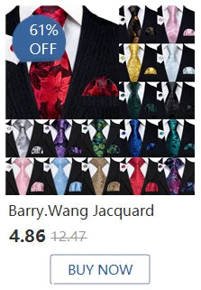 Barry.Wang Orange Brown Silk Mens Tie Hanky Cufflinks Set Gold Coffee Jacquard Designer Necktie For Male Wedding Business Party
