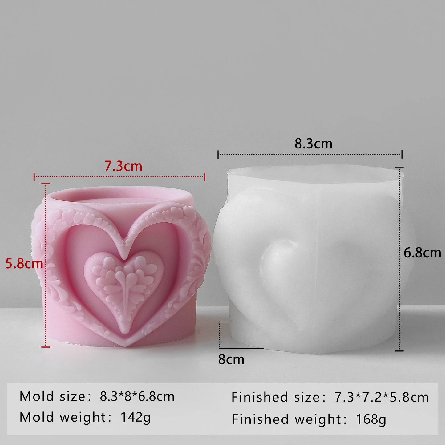 3D Love Cup Aroma Candle Silicone Mould DIY Valentine's Day Handmade Aromatherapy Plaster Ornament Mould