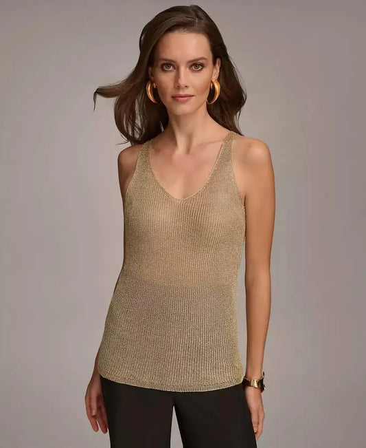 Donna Karan Women's Metallic-Knit Tank Top | Donna Karan New York