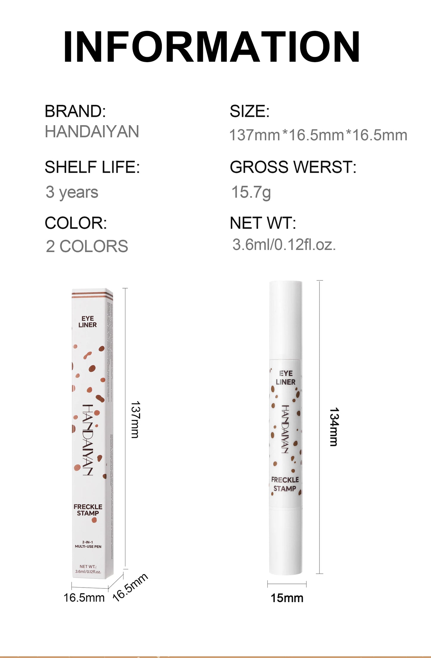 Double Head Concealer Pen Waterproof Long Lasting Freckle Stamp Eyeliner Quick Dry Natural Cover Pencil Life Like Makeup