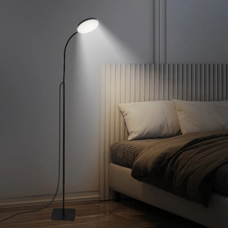 Circular LED floor lamp with 3 color temperatures 5 brightness adjustment levels suitable for living rooms bedrooms offices