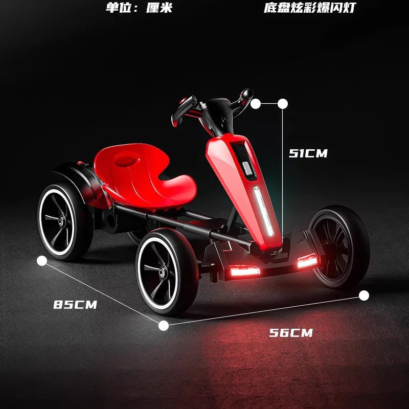 With Led Light And Music Kids Electric Kart, Four-wheel Can Ride On Remote-controlled Toy Car for Ages 1-3 To 6