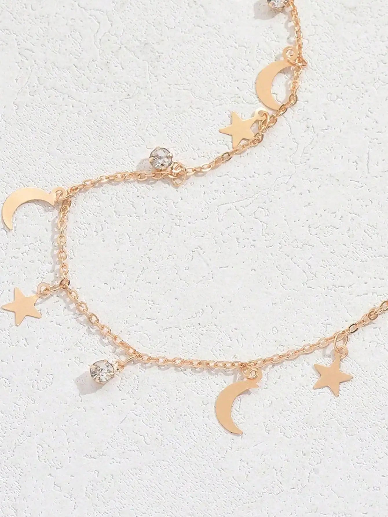 1pc Elegant Women'S Ankle Bracelet - Bohemian Style with Floral & Star Charms, Rhinestone Accents, Stainless Steel Charm Bracele