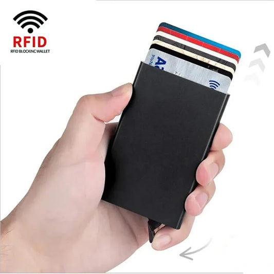 Rfid Smart Wallet Card Holder Metal Thin Slim Men Women Wallets Pop Up Minimalist Wallet Small Black Purse Vallet Walets for Men