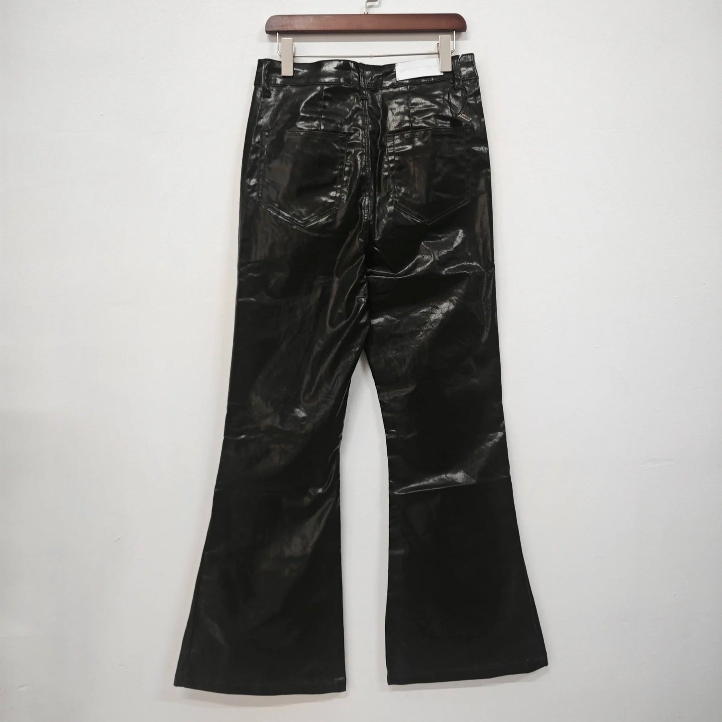 PFNW New Spring Men's Jeans Loose Wide Leg Coating Glossy Patent Leather Straight Male Denim Pants Niche Style 2025 12C509