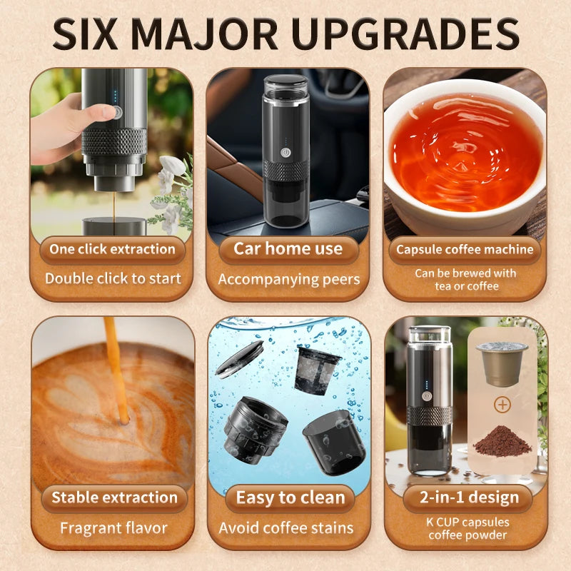 JFBONIN Electric Portable Coffee Machine Capsule Ground Coffee Brewer for Coffee Powder And Coffee Capsule - Coffee Maker